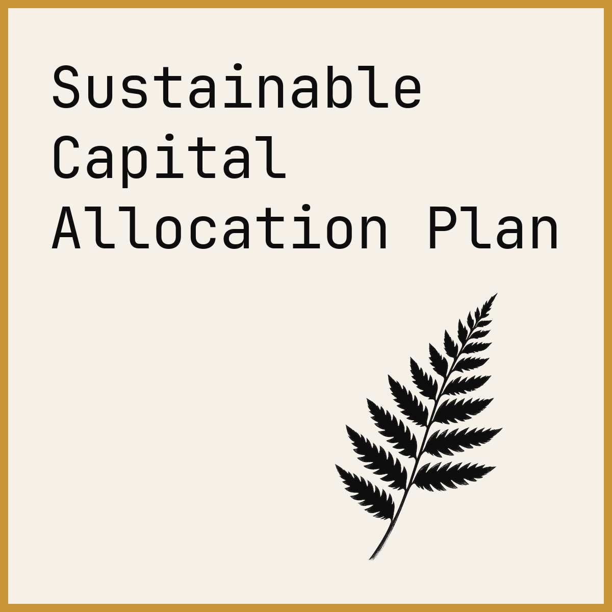 Sustainable Capital Allocation Plan