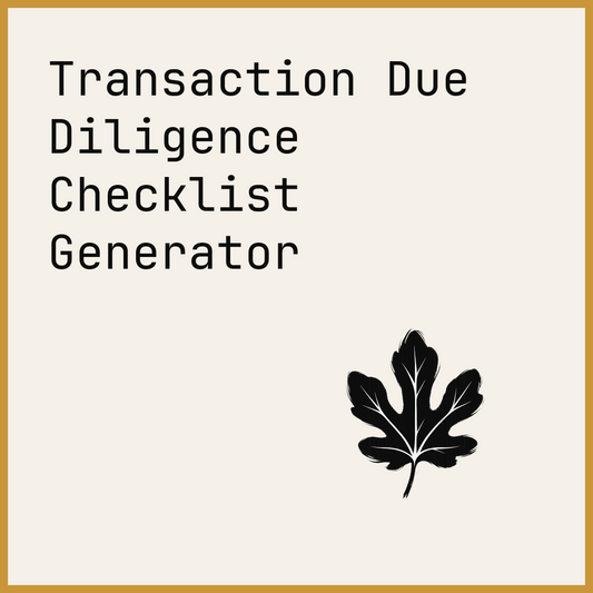 Transaction Due Diligence Checklist Generator